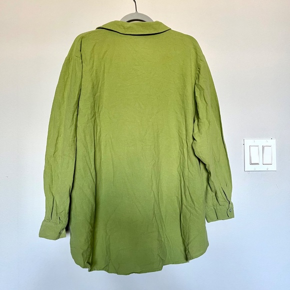 Soft Surroundings NWOT Textured 100% Cotton Button Down Shirt Green Size 2X - Picture 3 of 8